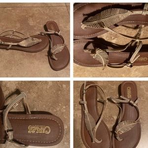 CARLOS Santana Gold Leaf Jeweled Sandals